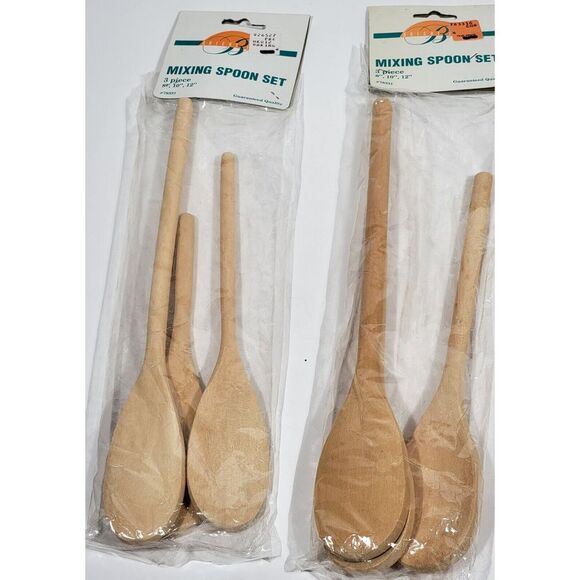 3 Wood Mixing Spoons  3 Pc Wooden Spoon Set - Kitchen Tools. 8" 10" 12" - Picture 4 of 13